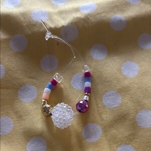 Purple and White Beaded Jewelry with Crystal Center